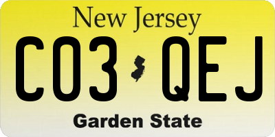 NJ license plate C03QEJ