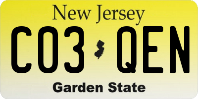 NJ license plate C03QEN