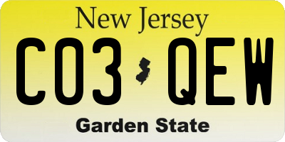 NJ license plate C03QEW