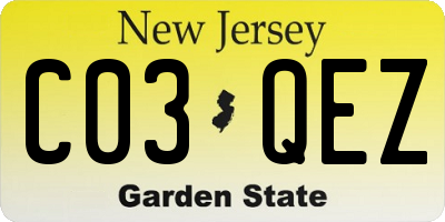 NJ license plate C03QEZ