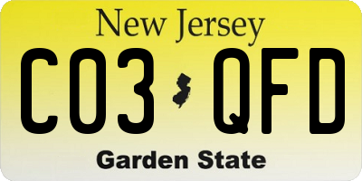 NJ license plate C03QFD