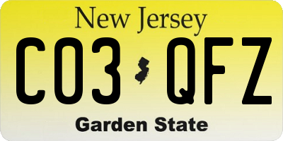 NJ license plate C03QFZ