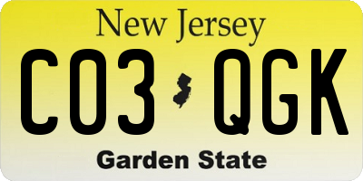 NJ license plate C03QGK
