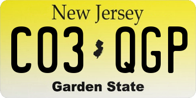 NJ license plate C03QGP