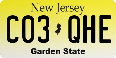 NJ license plate C03QHE