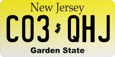 NJ license plate C03QHJ
