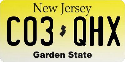 NJ license plate C03QHX