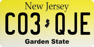 NJ license plate C03QJE