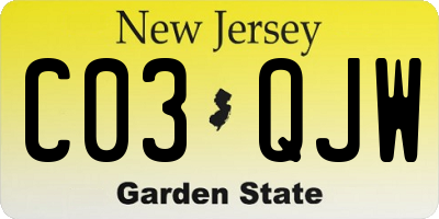 NJ license plate C03QJW