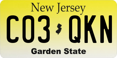 NJ license plate C03QKN