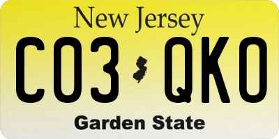 NJ license plate C03QKO