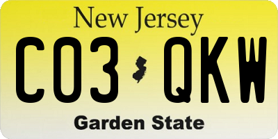 NJ license plate C03QKW