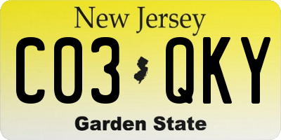 NJ license plate C03QKY