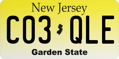 NJ license plate C03QLE