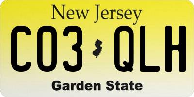 NJ license plate C03QLH