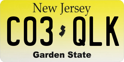 NJ license plate C03QLK