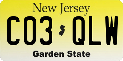 NJ license plate C03QLW