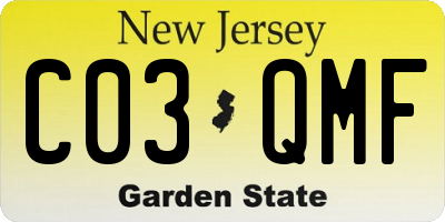 NJ license plate C03QMF