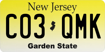 NJ license plate C03QMK
