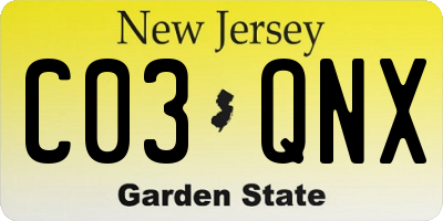 NJ license plate C03QNX