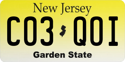NJ license plate C03QOI