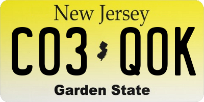 NJ license plate C03QOK