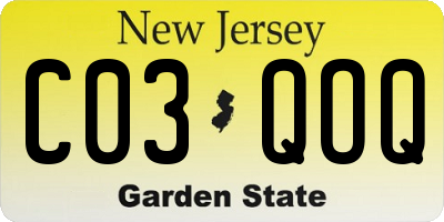 NJ license plate C03QOQ