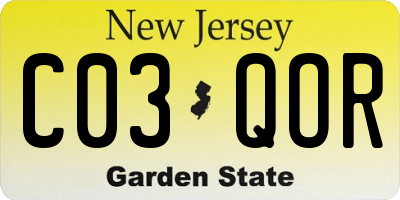 NJ license plate C03QOR