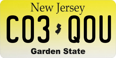 NJ license plate C03QOU