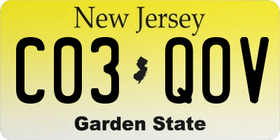 NJ license plate C03QOV