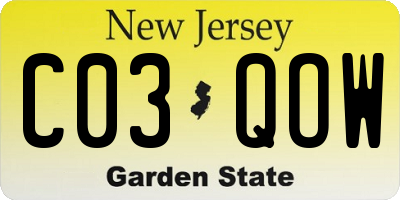 NJ license plate C03QOW
