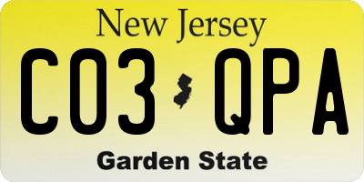 NJ license plate C03QPA
