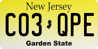 NJ license plate C03QPE