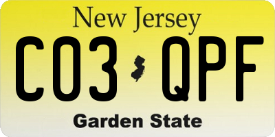 NJ license plate C03QPF