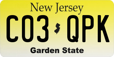NJ license plate C03QPK