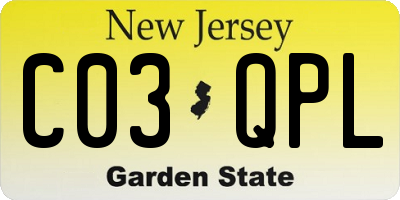 NJ license plate C03QPL