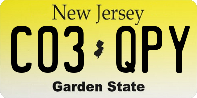NJ license plate C03QPY