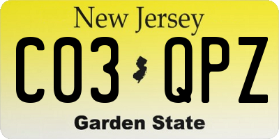 NJ license plate C03QPZ
