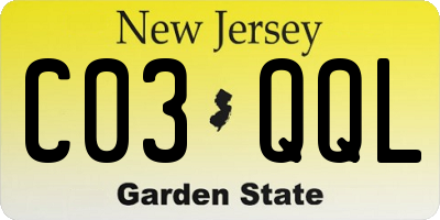 NJ license plate C03QQL