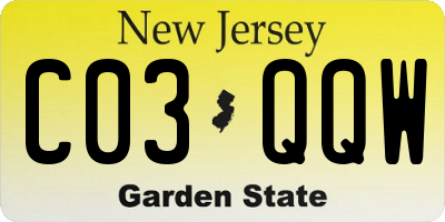 NJ license plate C03QQW