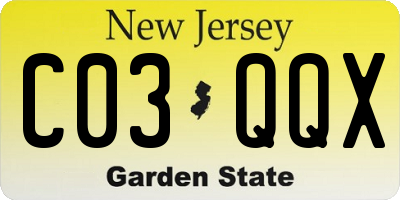 NJ license plate C03QQX