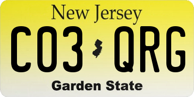 NJ license plate C03QRG