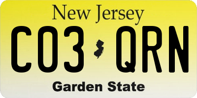 NJ license plate C03QRN