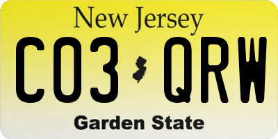 NJ license plate C03QRW