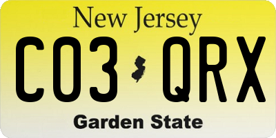 NJ license plate C03QRX