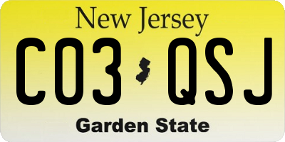 NJ license plate C03QSJ