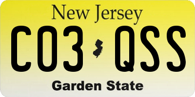 NJ license plate C03QSS