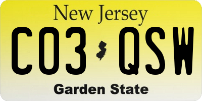 NJ license plate C03QSW