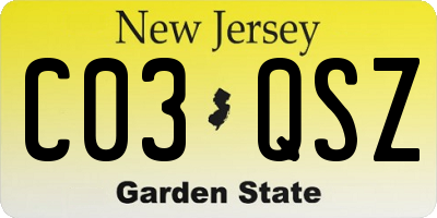 NJ license plate C03QSZ
