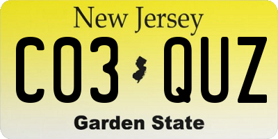 NJ license plate C03QUZ